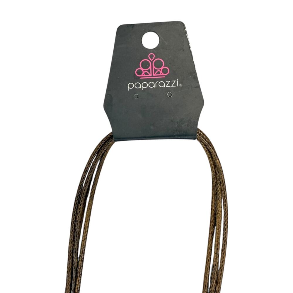 Paparazzi Brown Cord Boho Necklace with Circular Pendant & Beaded Accents - Picture 3 of 7